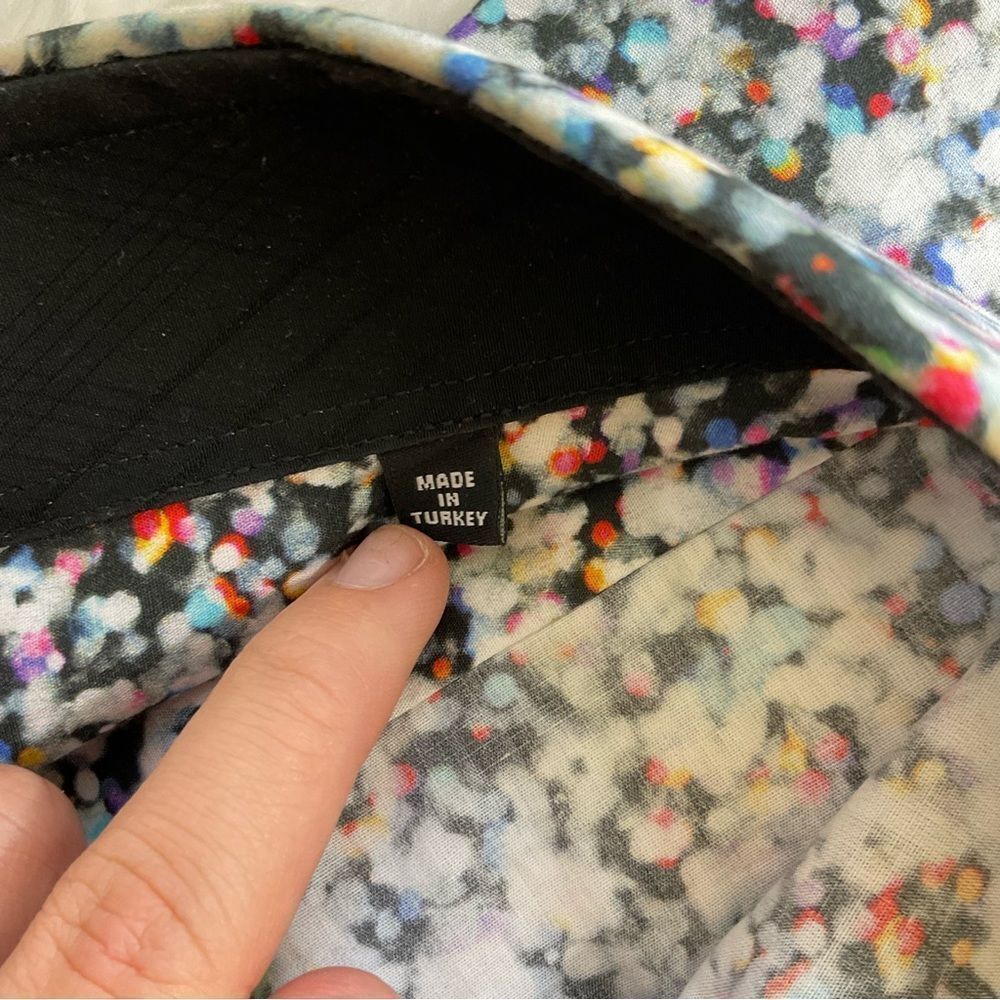 Jared Lang Colorful Print Black Folded Cuff Long … - image 8